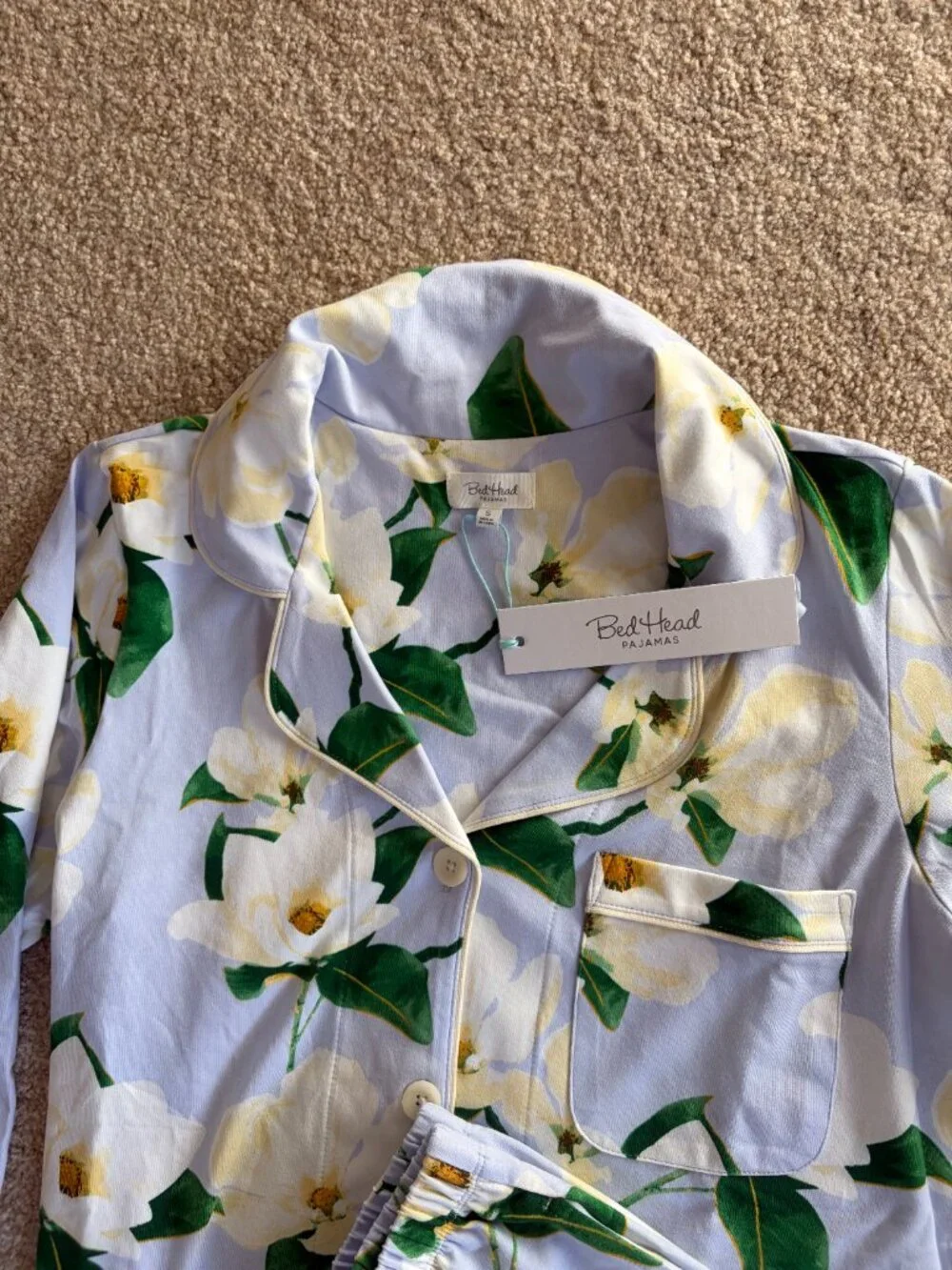 BedHead Pj Set 100% Organic Cotton Crop Pajamas Size S NWT - Picture 3 of 3